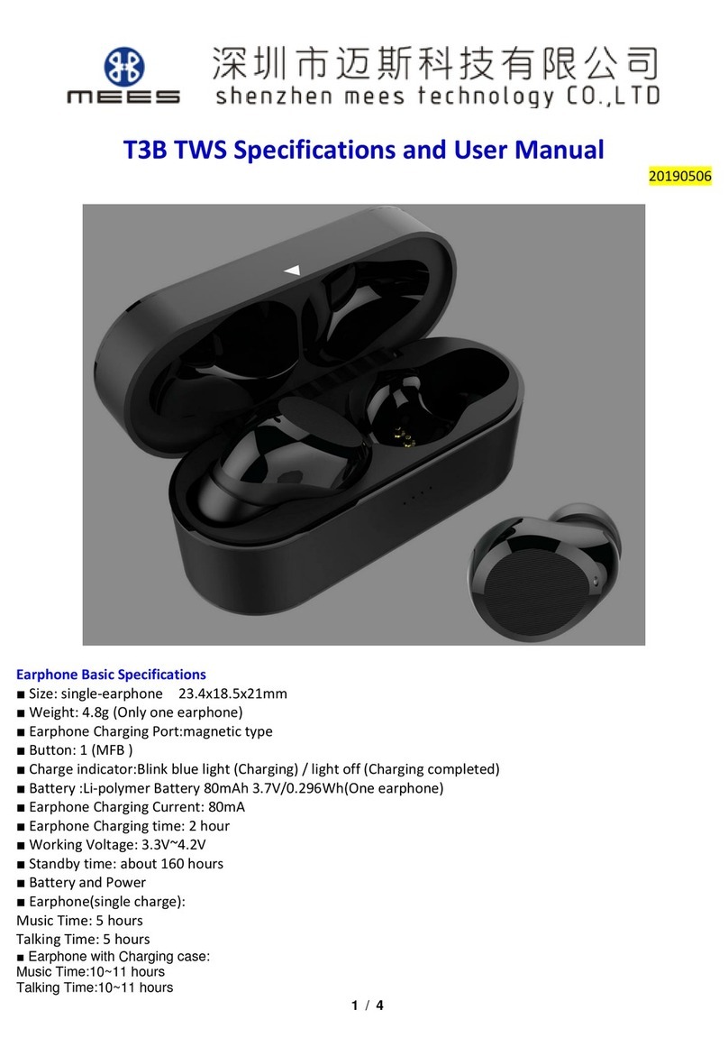 Mees T3B TWS Specification and user manual