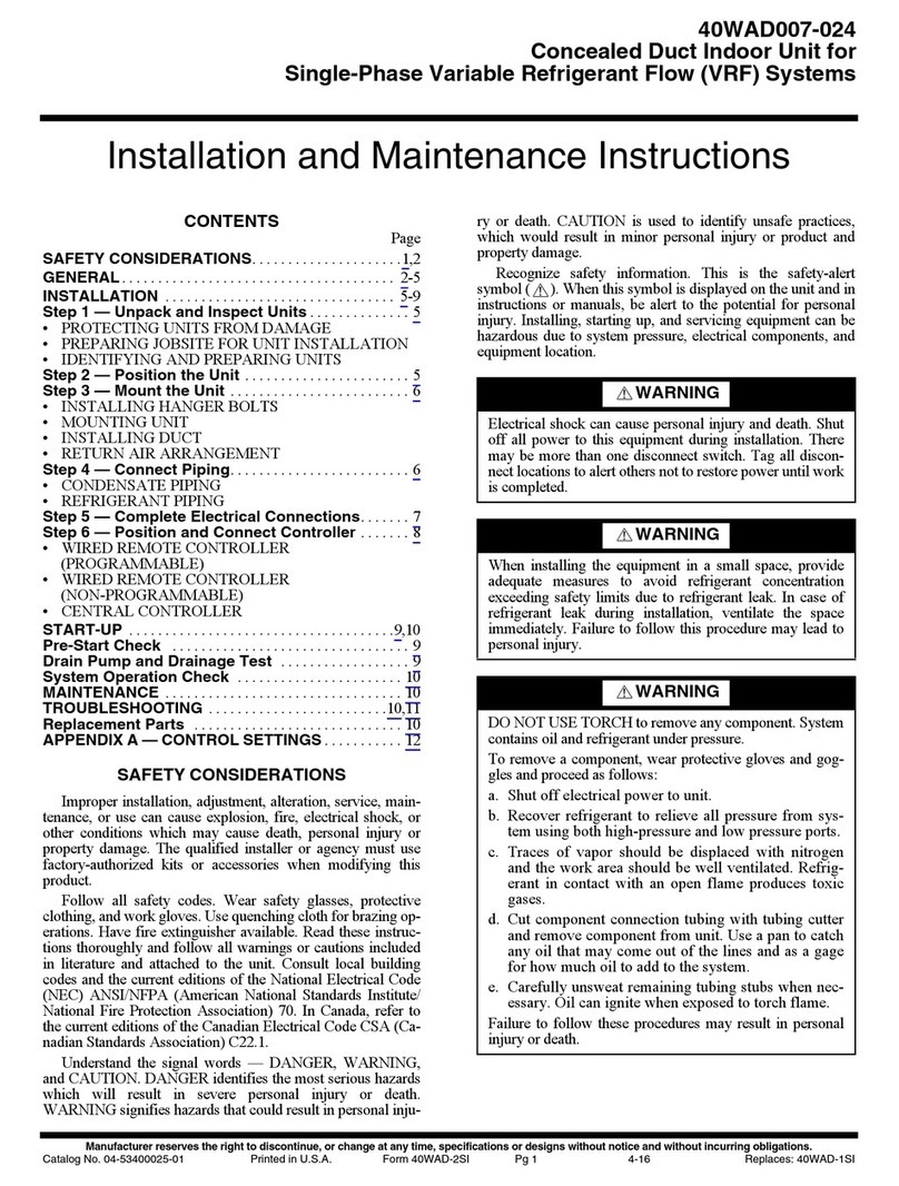 Carrier 40WAD009 User manual