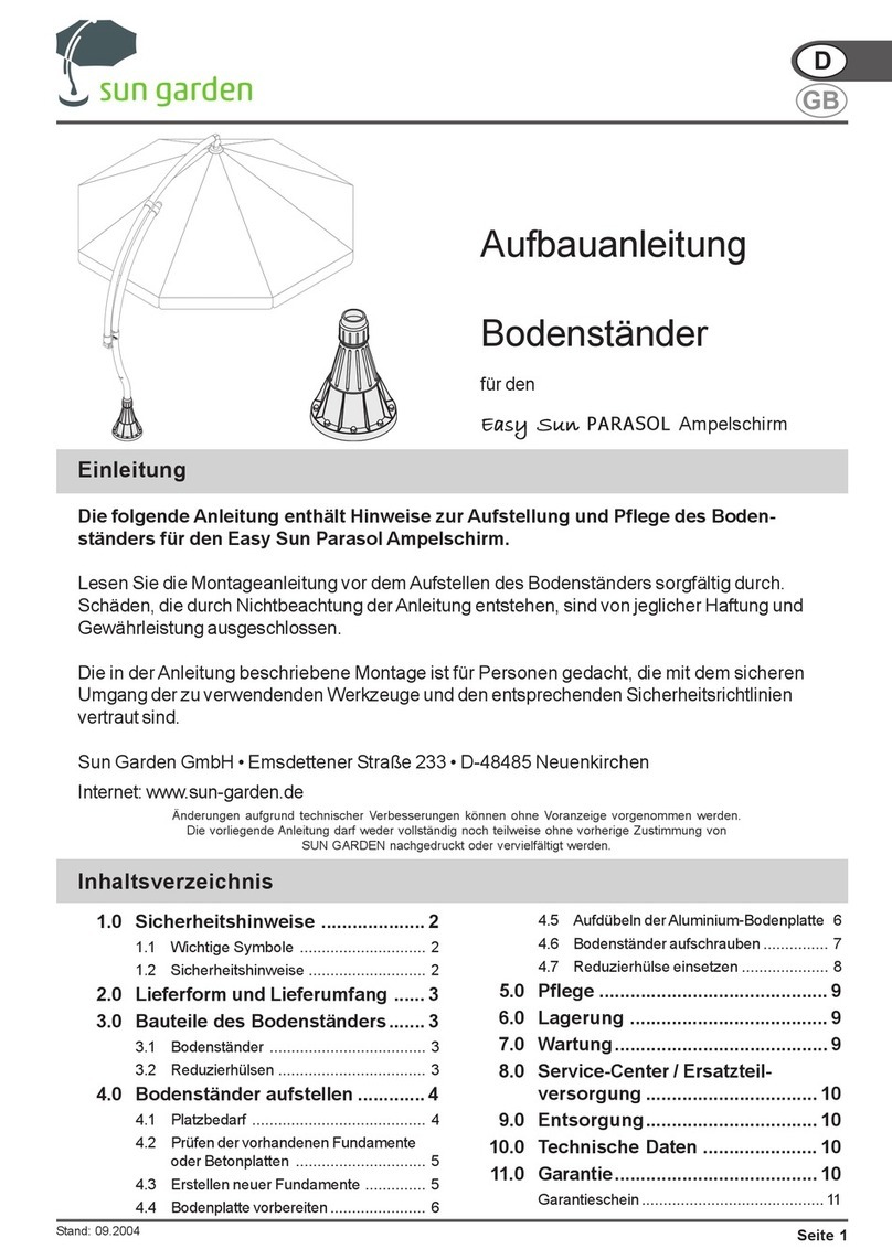 sun garden Easy Sun PARASOL Assembly instruction sun garden Easy Sun PARASOL Assembly instruction