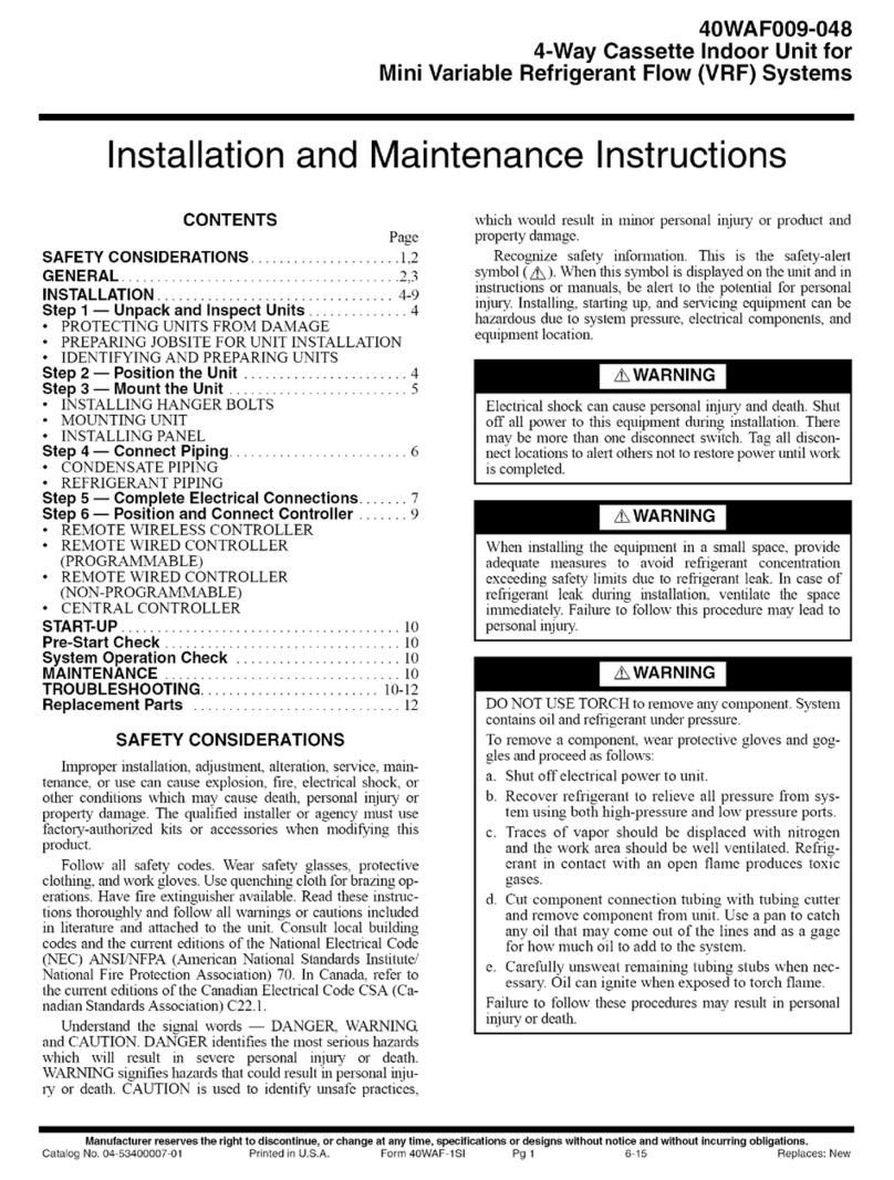 Carrier 40WAF0012 User manual