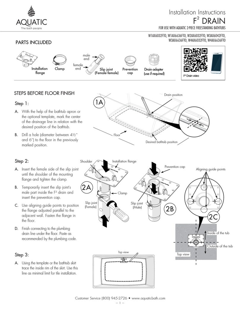 Aquatic F2 Drain installation instructions Aquatic F2 Drain installation instructions