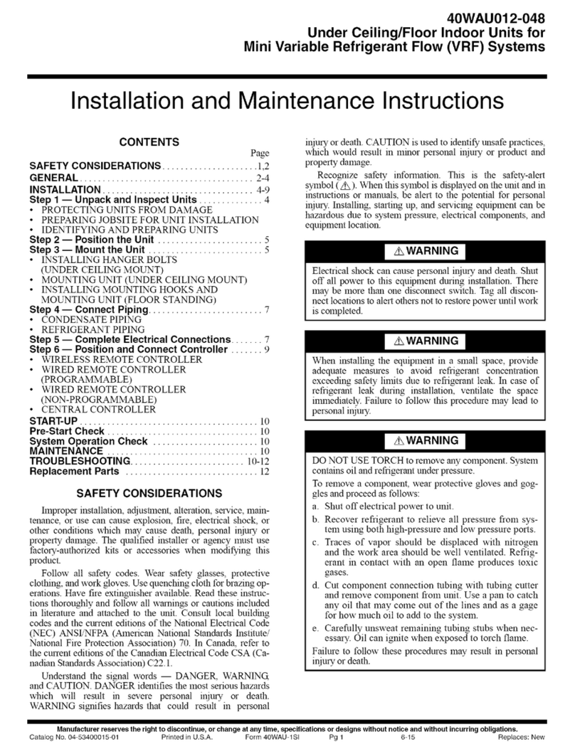 Carrier 40WAU Series User manual