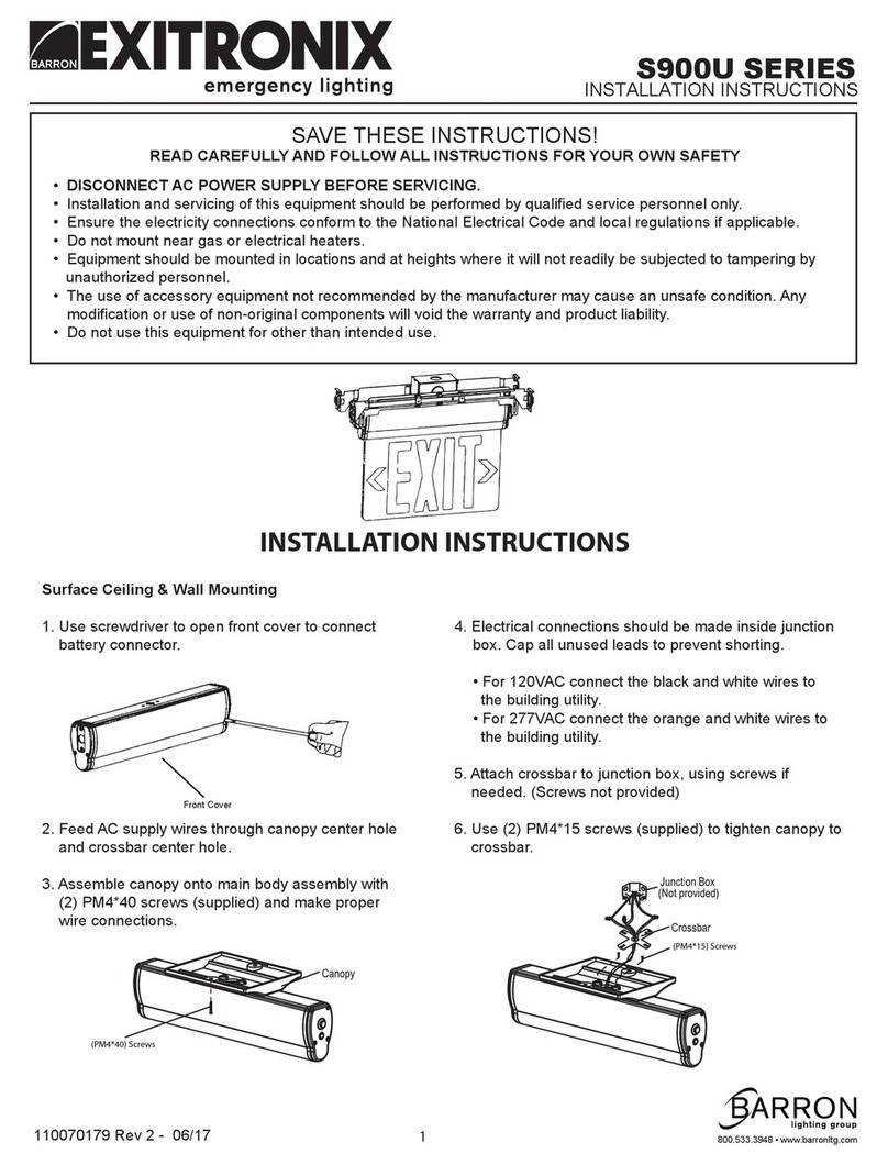 Exitronix S900U Series installation instructions Exitronix S900U Series installation instructions