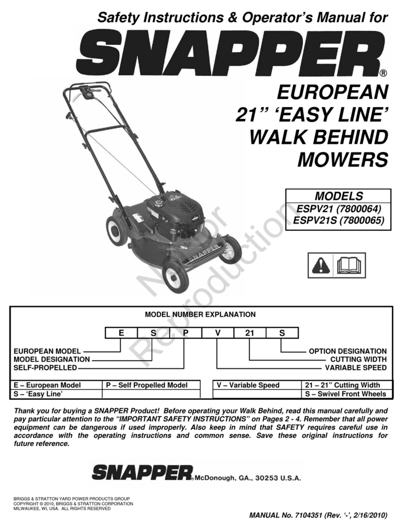 Snapper Easy Line Series Operation and maintenance manual Snapper Easy Line Series Operation and maintenance manual