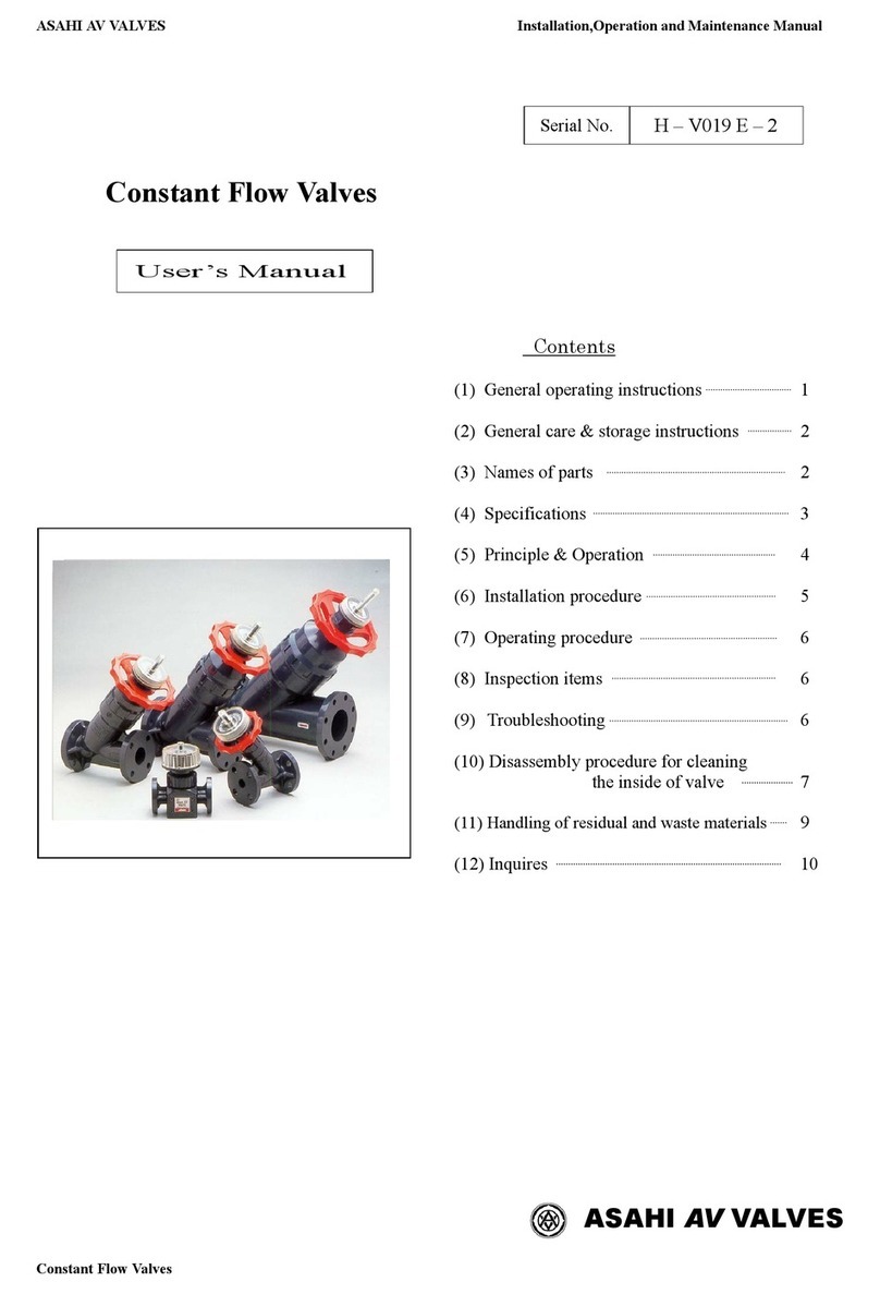 ASAHI Constant Flow Series Installation, operation and maintenance manual