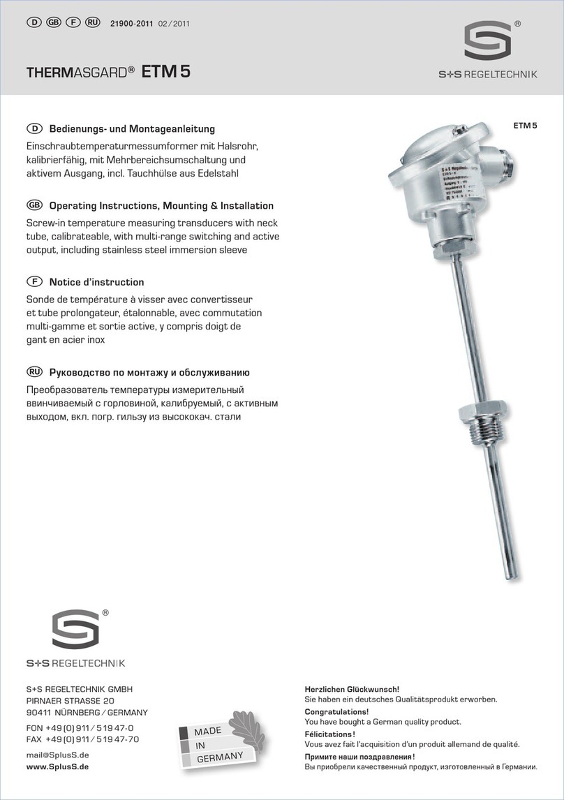 S+S Regeltechnik THERMASGARD ETM 5 Operating Instructions, Mounting & Installation