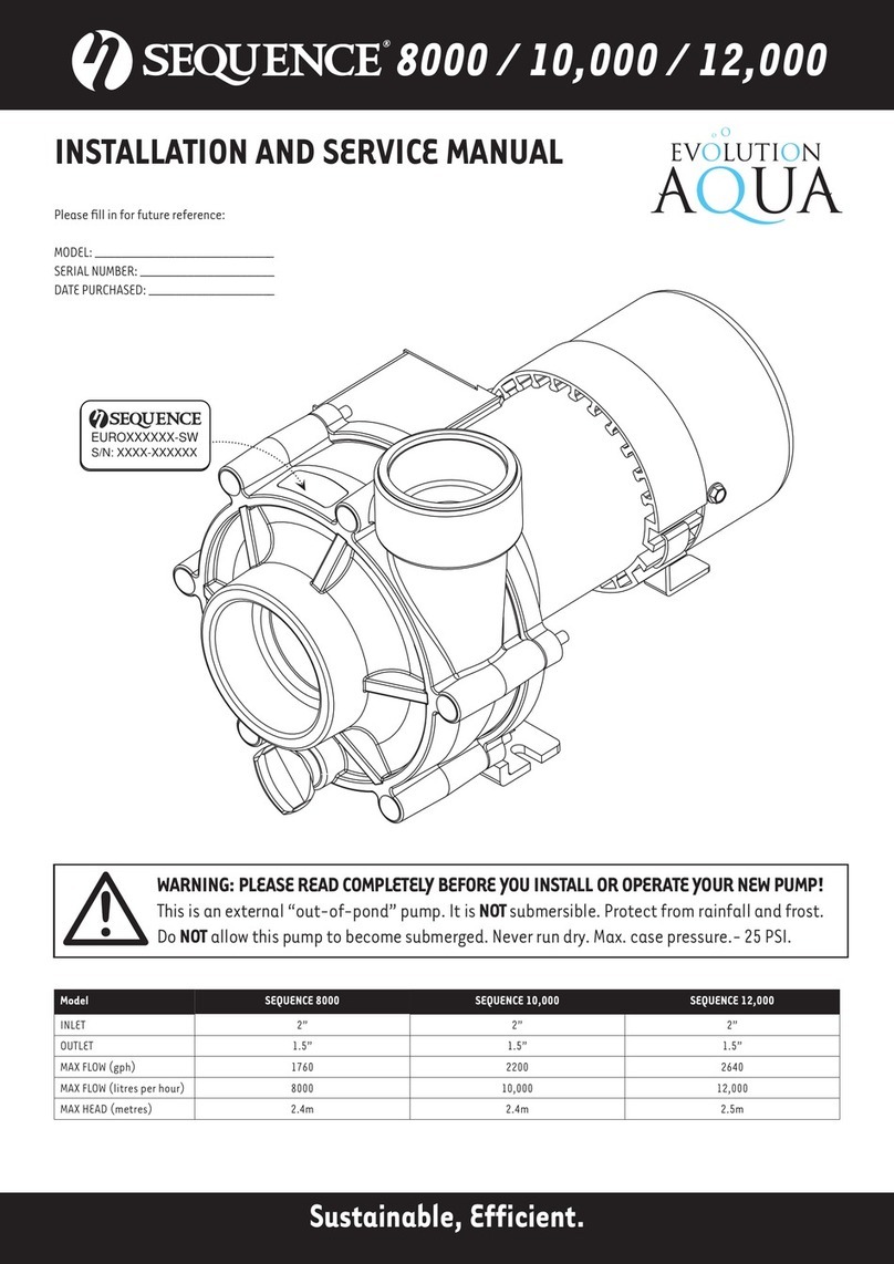 Evolution Aqua Sequence 800 Installation and service manual