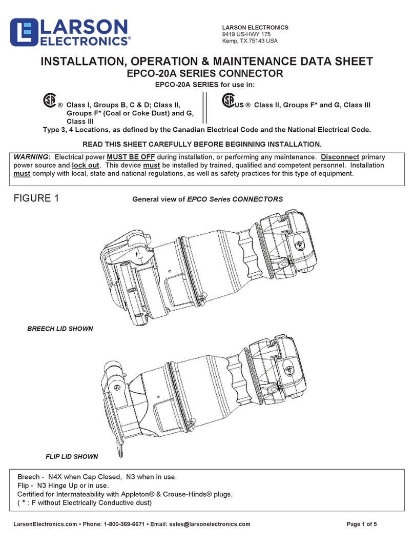 Larson Electronics EPCO-20A Series INSTALLATION, OPERATION & MAINTENANCE DATA SHEET Larson Electronics EPCO-20A Series INSTALLATION, OPERATION & MAINTENANCE DATA SHEET