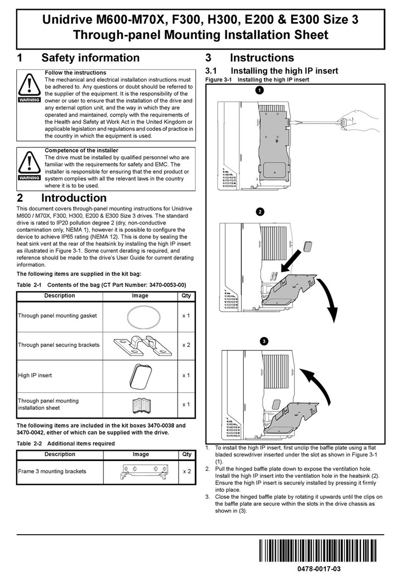 Nidec Unidrive M600 Mounting Installation Sheet