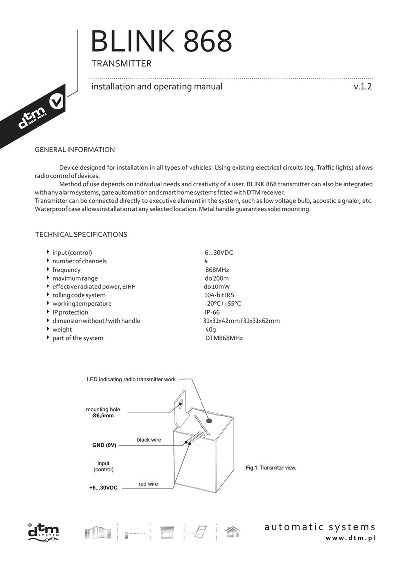 DTM System BLINK 868 Installation and operating manual