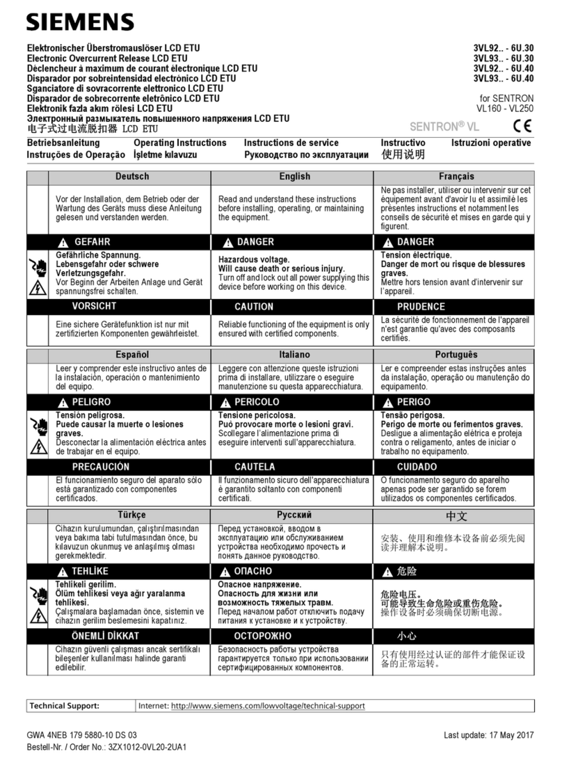 Siemens 3VL93 Series operating instructions