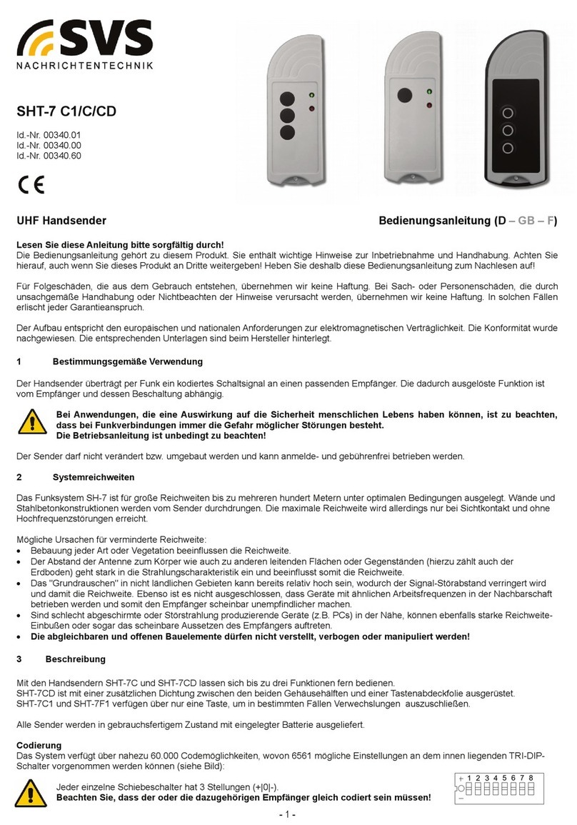 SVS SHT-7  Series operating instructions