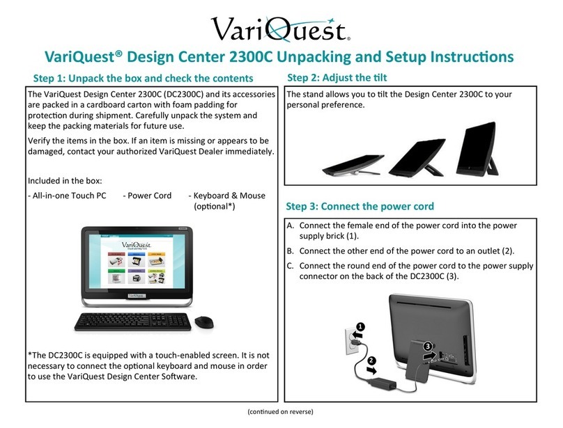 Variquest Design Center 2300C Unpacking and setup instructions