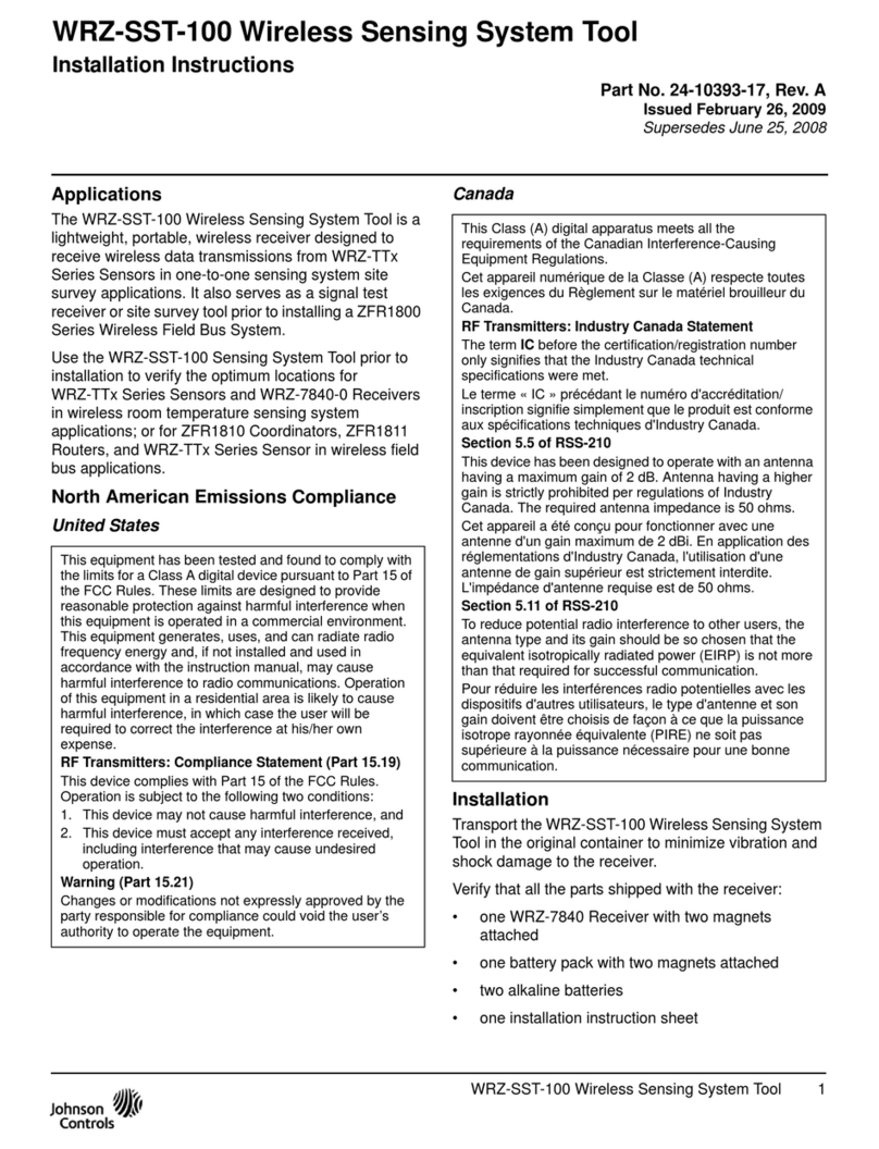 Johnson Controls WRZ-SST-10 User manual Johnson Controls WRZ-SST-10 User manual