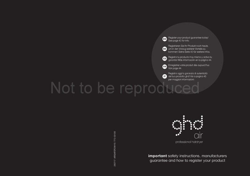 ghd air Series important safety instructions, manufacturers guarantee and how to register your product ghd air Series important safety instructions, manufacturers guarantee and how to register your product