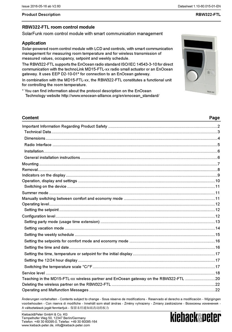 Kieback&Peter RBW322-FTL Technical specifications