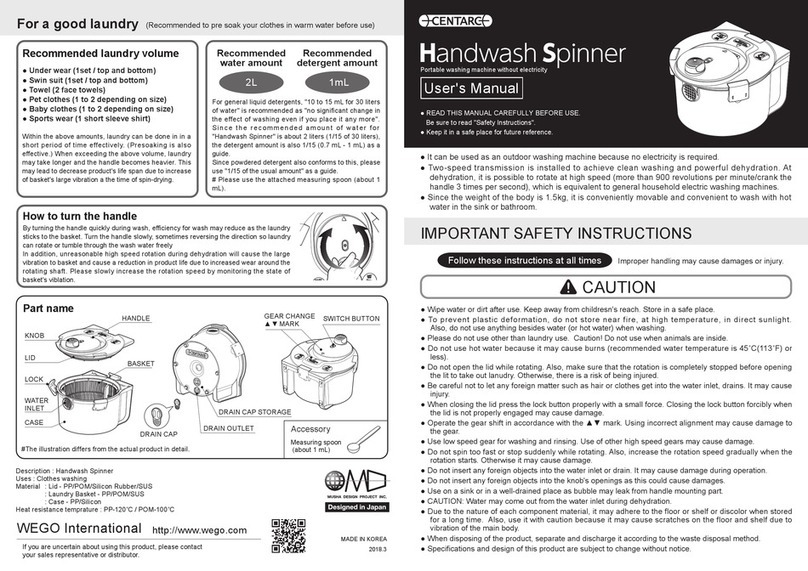 Centarc Handwash Spinner user manual