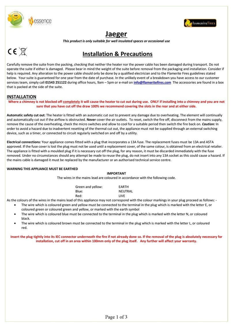 Flamerite Fires Jaeger Installation precautions