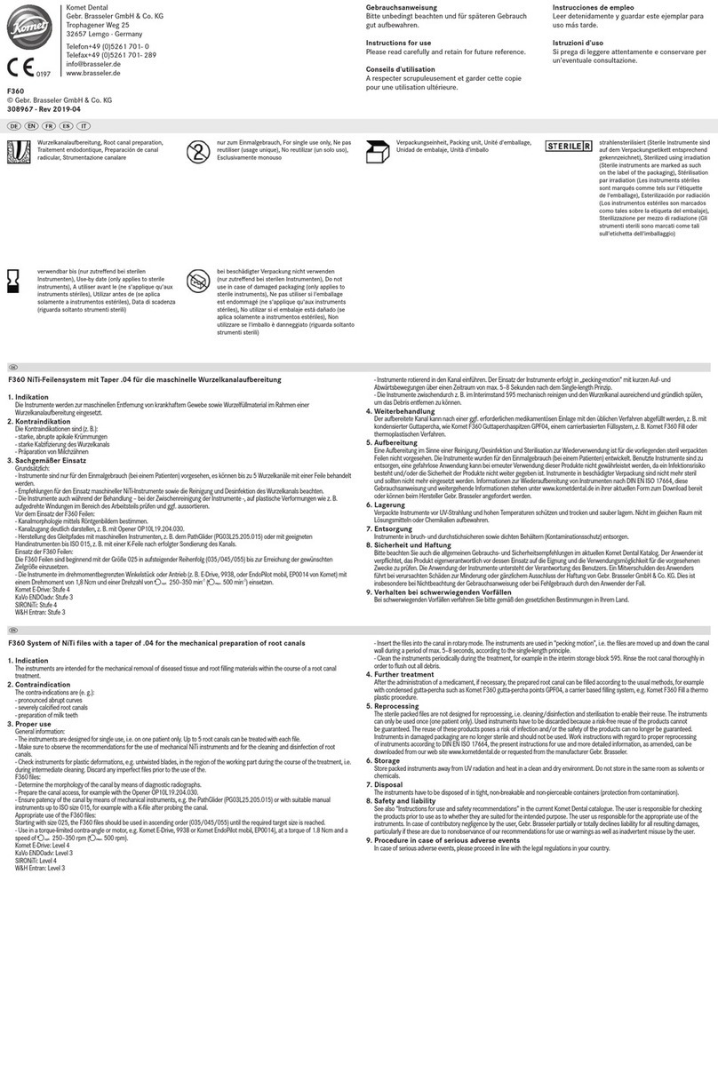 Komet F360 Fill User manual
