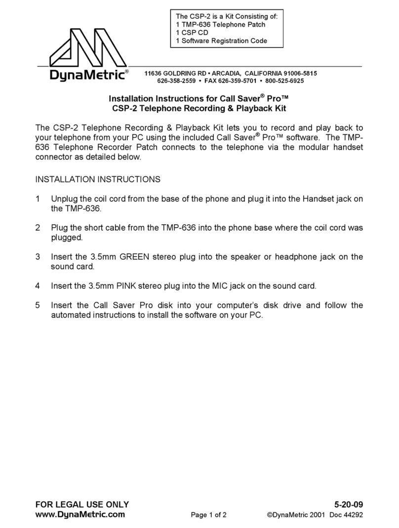DynaMetric Call Saver Pro CSP-2 installation instructions