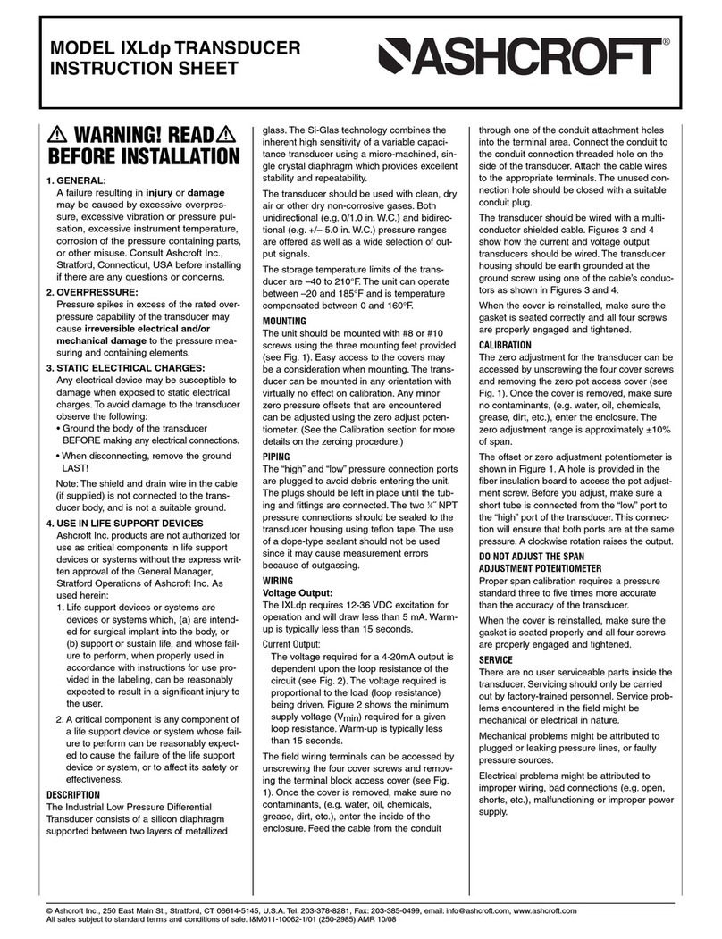Ashcroft IXLdp instruction sheet