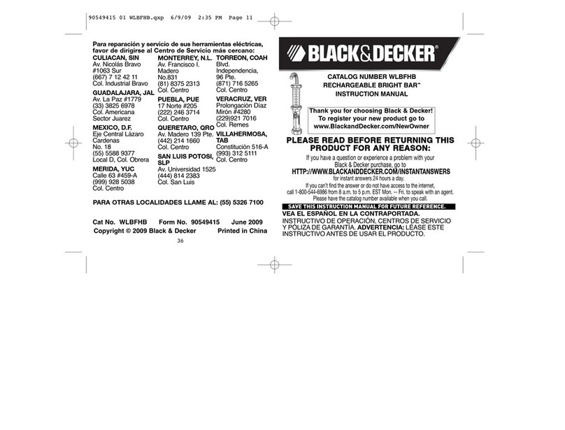 Black & Decker Rechargeable Bright Bar WLBFHB User manual