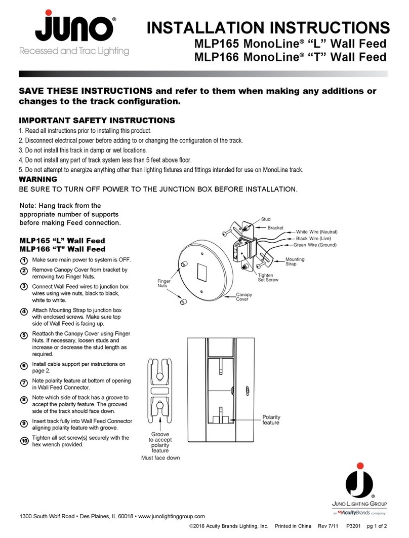 Acuity Brands Lighting Juno MonoLine L Wall Feed MLP165 installation instructions Acuity Brands Lighting Juno MonoLine L Wall Feed MLP165 installation instructions