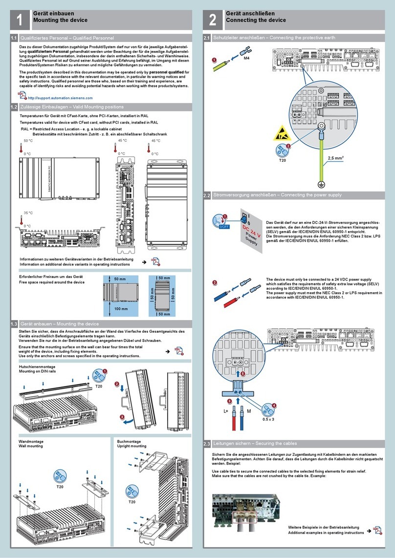Siemens SIMATIC IPC427E Quick install guide