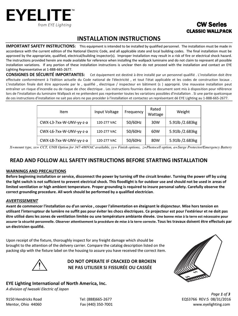 Eye Lighting EYELITE CW Series installation instructions