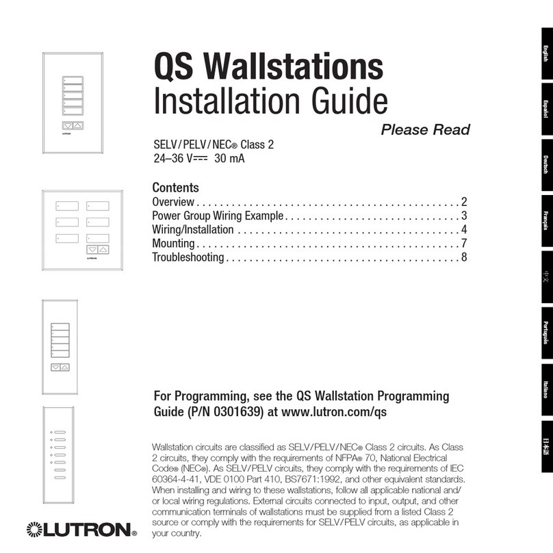 Lutron Electronics seeTouch QSWS2-1B User manual
