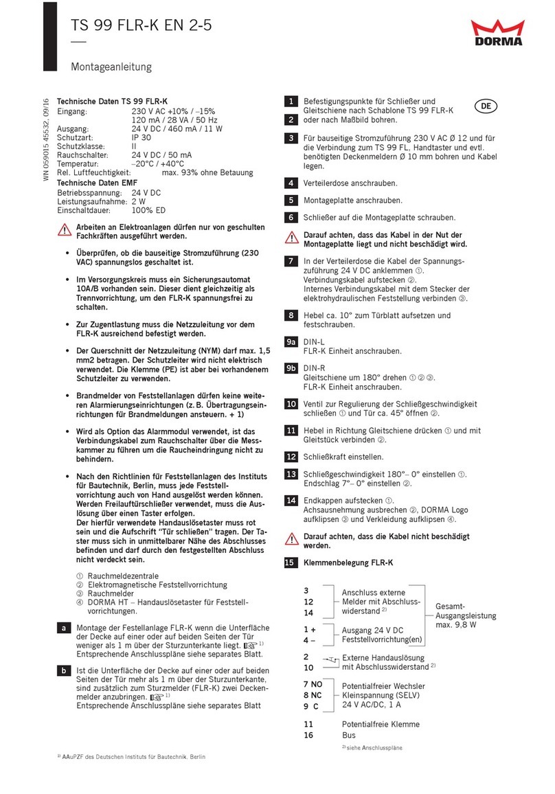 Dorma TS 99 FLR-K Fixing instructions