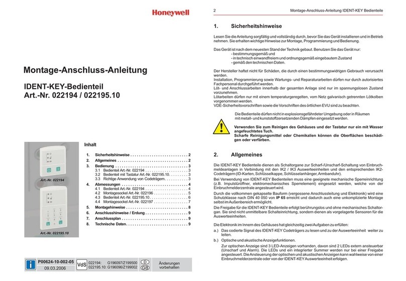 Honeywell IDENT-KEY Series Instruction manual