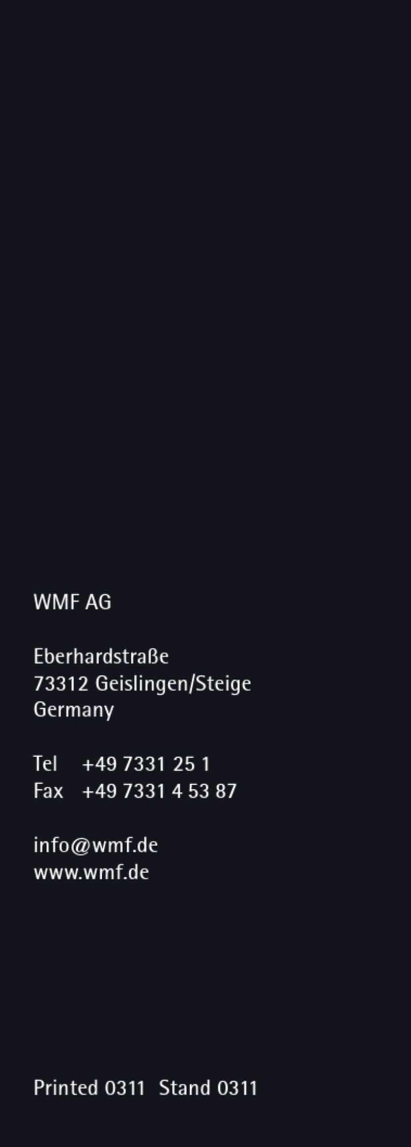 WMF AG Instructions for use and care