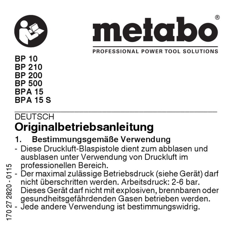 Metabo BP 10 User manual