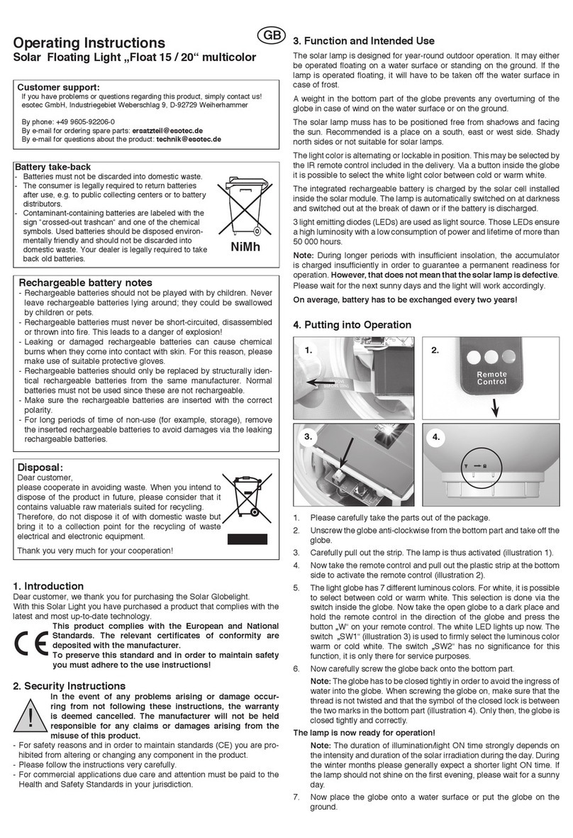 esotec Float 15 operating instructions