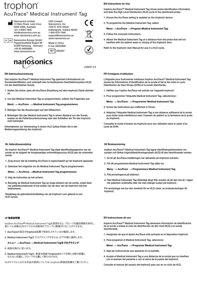 Nanosonics trophon AcuTrace Series Instructions for use Nanosonics trophon AcuTrace Series Instructions for use
