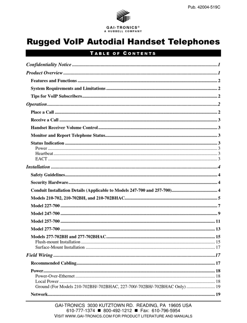 Hubbell GAI-TRONICS 210-702BH User manual