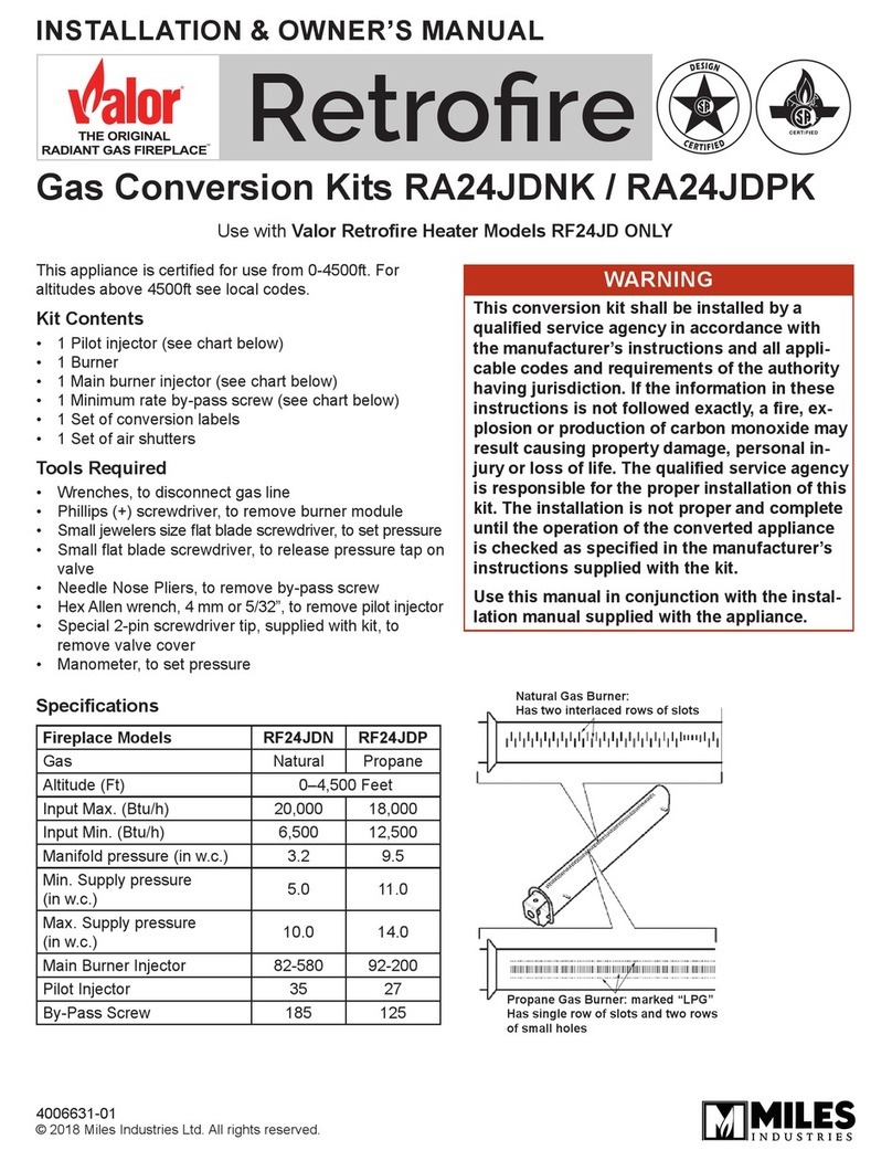 Valor Retrofire RA24JDNK Installation & owner's manual Valor Retrofire RA24JDNK Installation & owner's manual