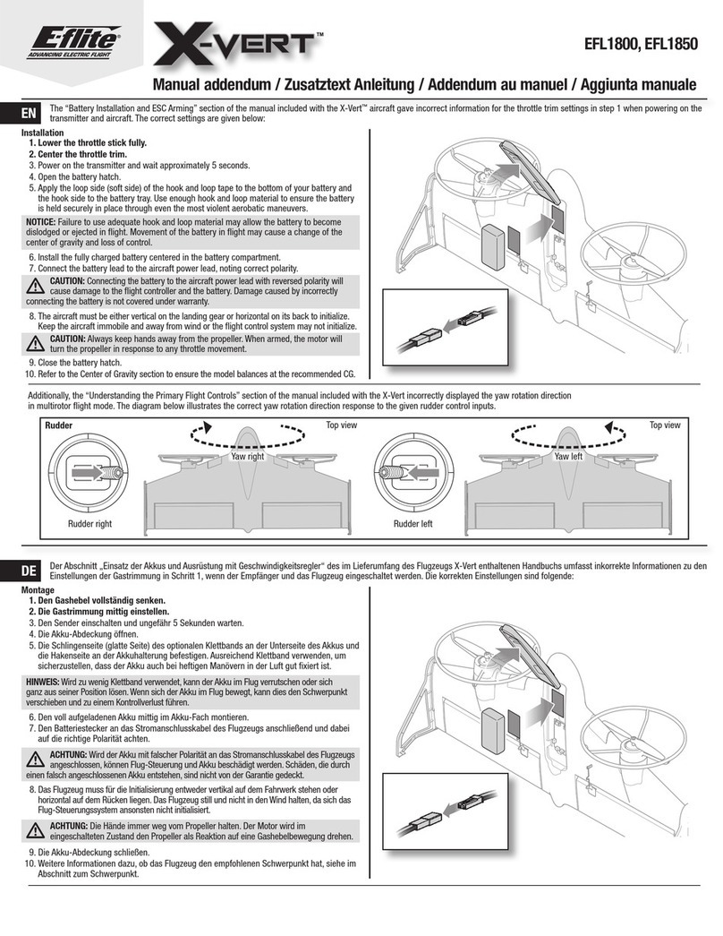 E-FLITE X-VERT EFL1800 Manual addendum