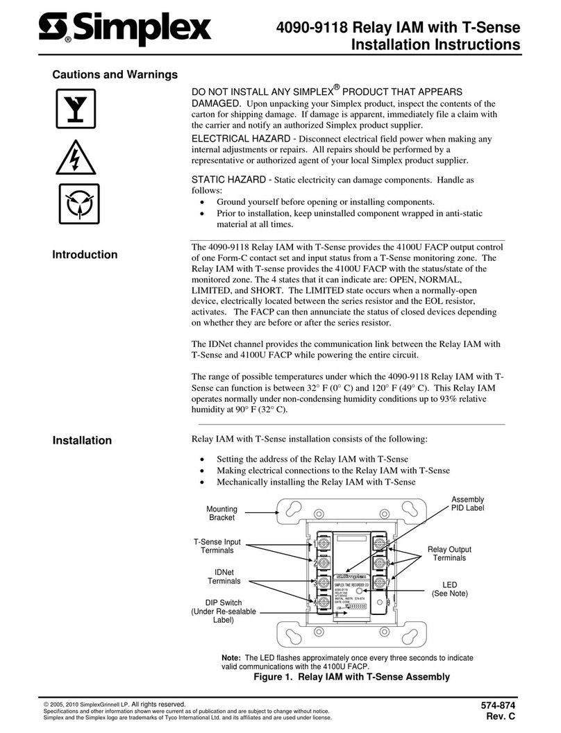 Simplex 4090-9118 installation instructions