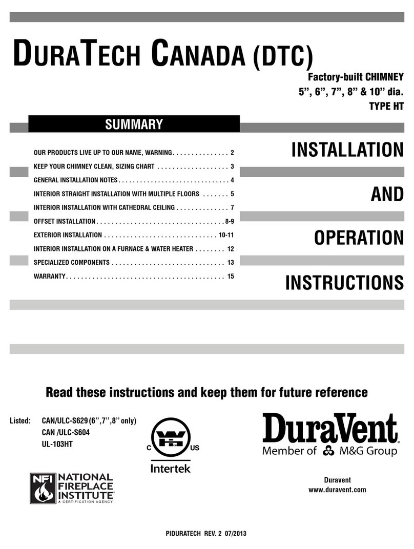 M&G Duravent Duratech Canada HT Installation and operation instruction