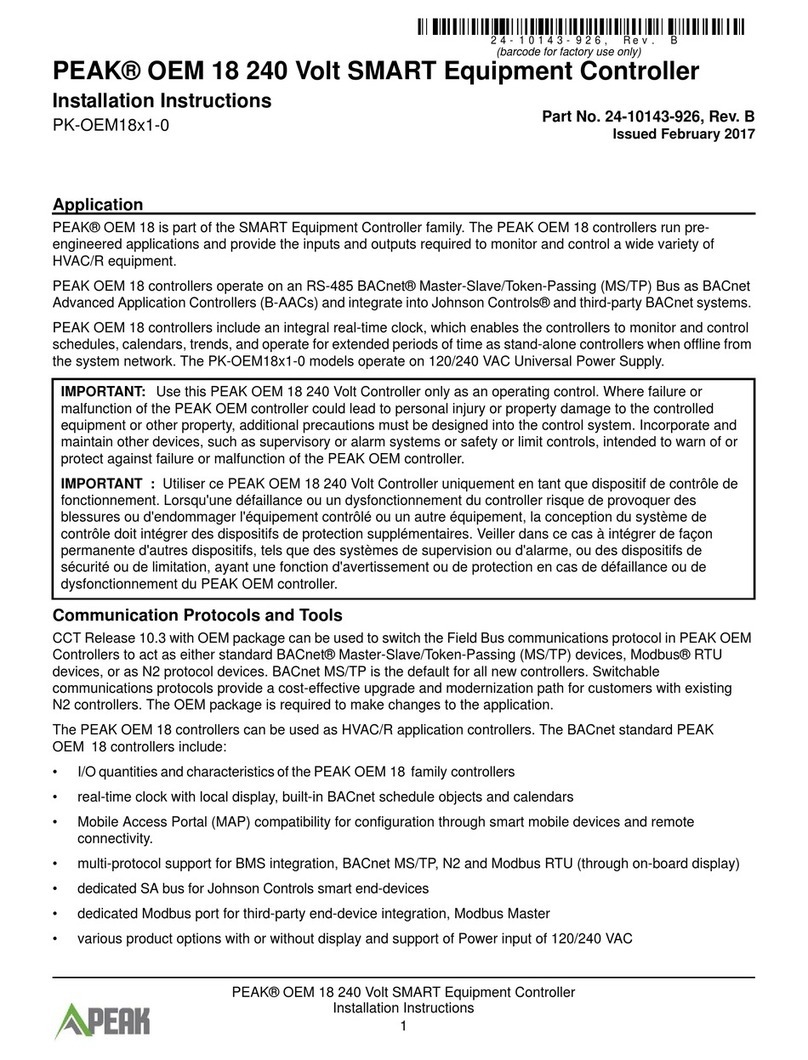 Johnson Controls PEAK OEM 18 User manual