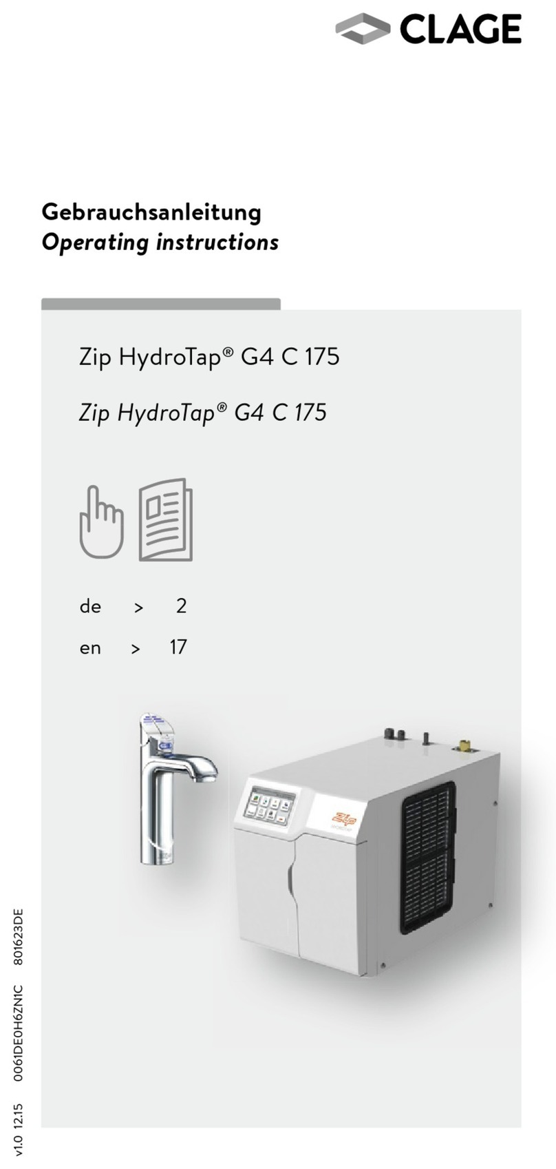 clage Zip HydroTap G4 C 175 operating instructions