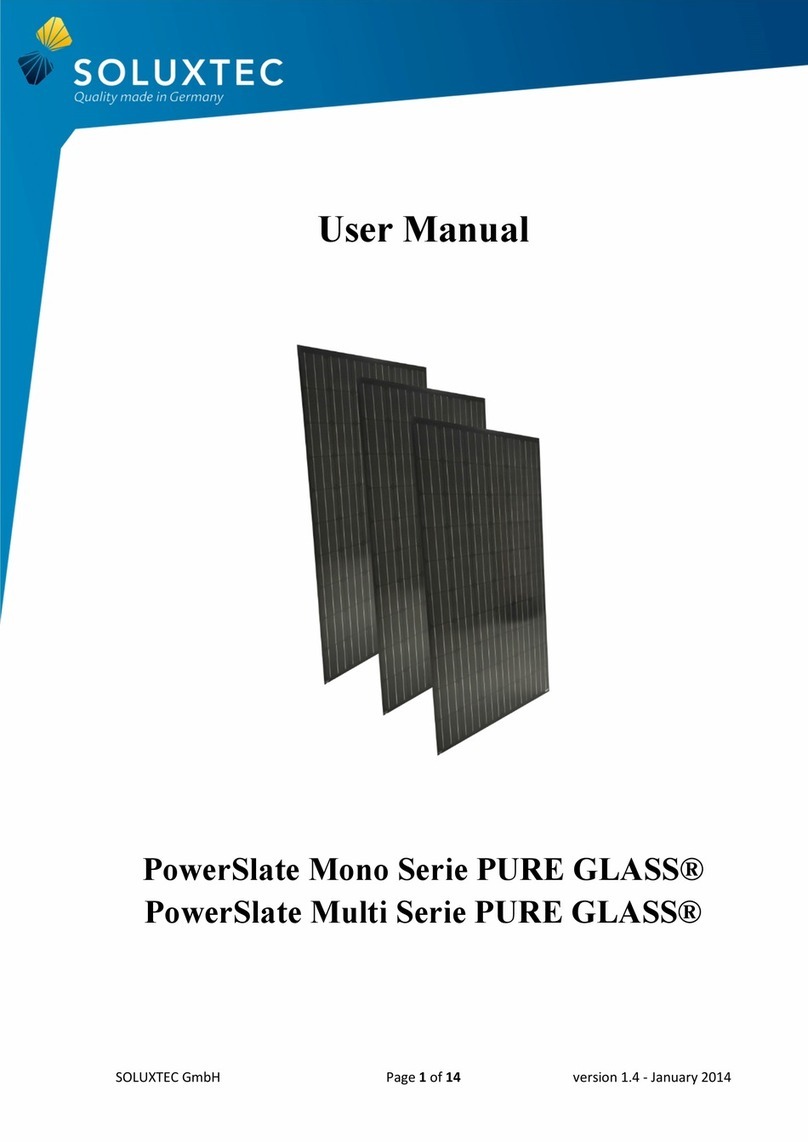 SOLUXTEC PowerSlate Mono Pure Glass Series user manual