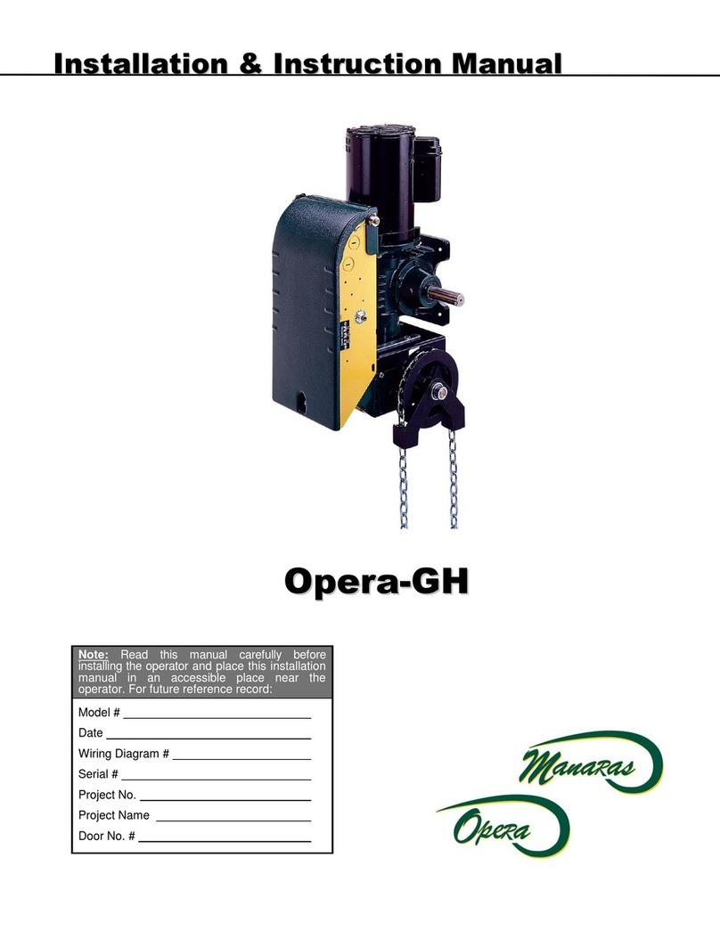Manaras Opera Opera-GH Installation and instruction manual Manaras Opera Opera-GH Installation and instruction manual