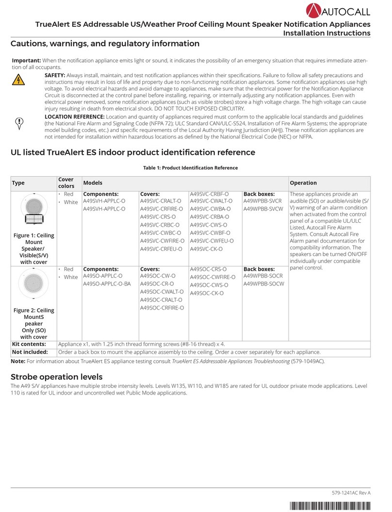Autocall A49SVH-APPLC-O installation instructions