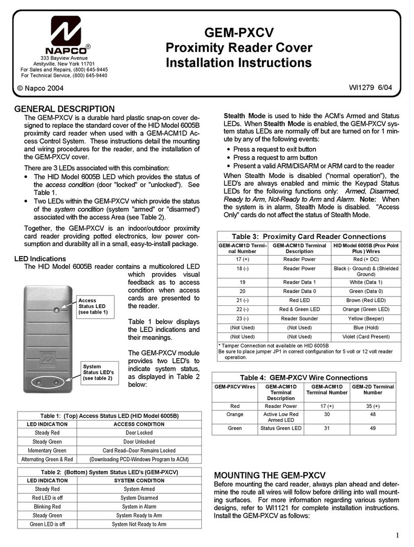 NAPCO GEM-PXCV installation instructions