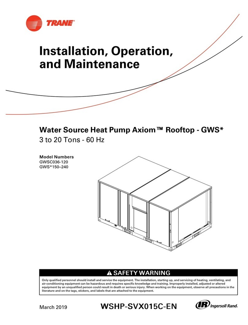 Trane Axiom GWS Series Installation and operating instructions