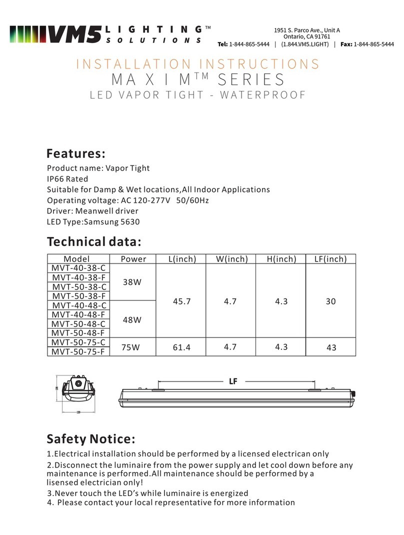 VM5 Lighting Solutions MAXIM Series installation instructions