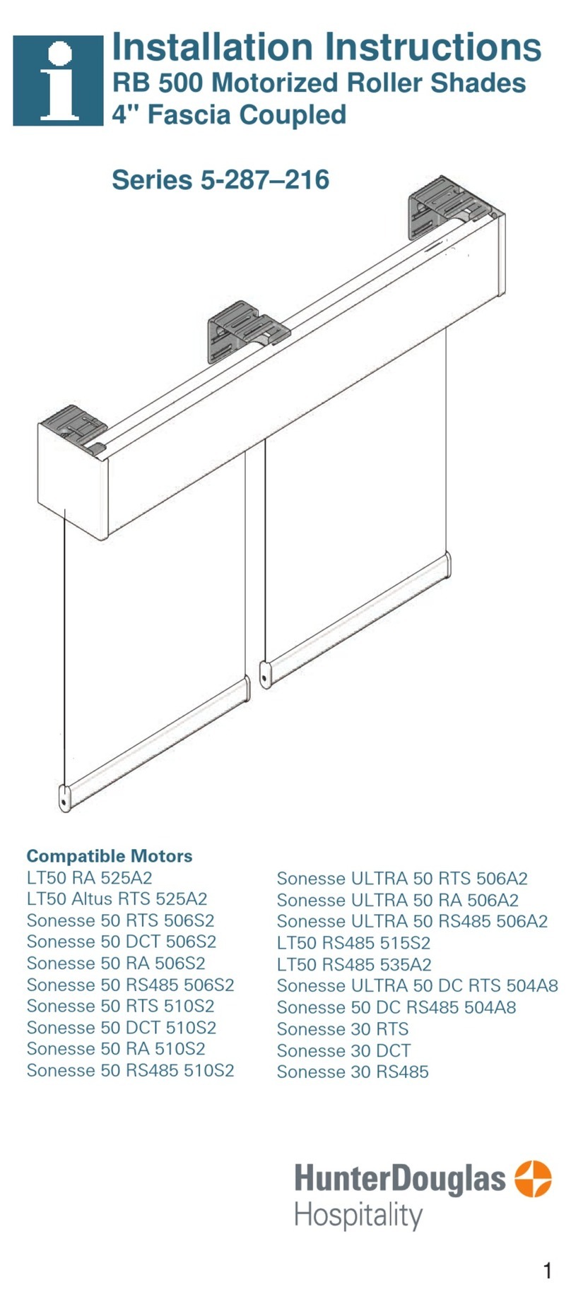 HunterDouglas RB 500 5-287-216 Series User manual